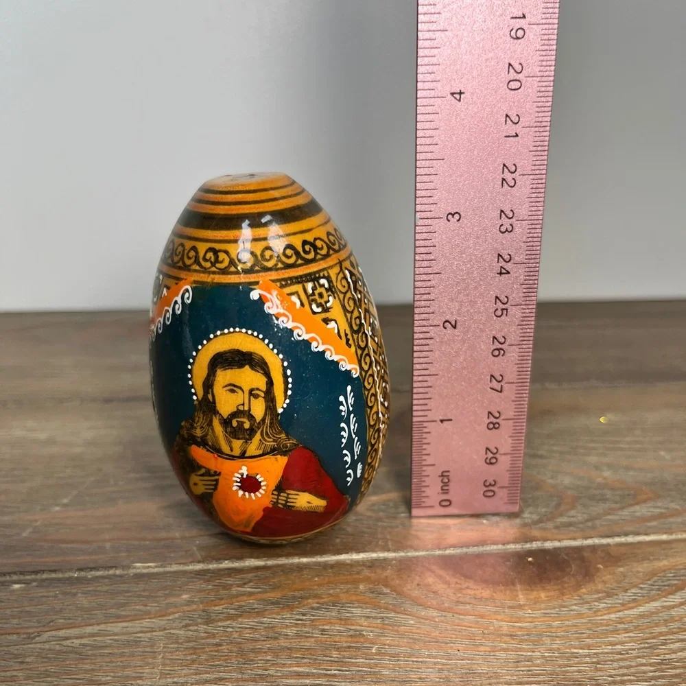 Vintage Hand Painted Wooden Egg Russian Orthodox Religious Art Passion Egg 3.5” - Picture 15 of 16